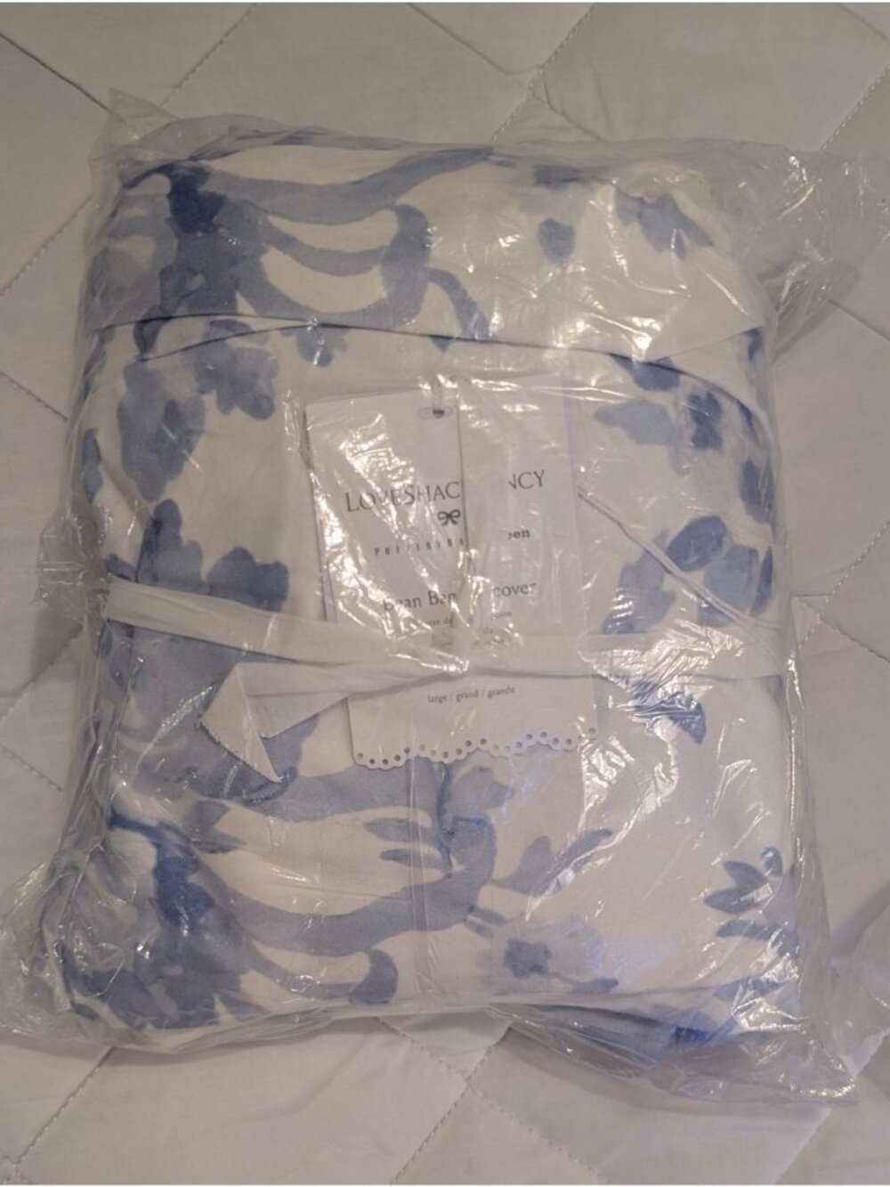 LoveShackFancy X Pottery Barn Teen Garden Damask Blue Large Bean Bag Chair Slipc